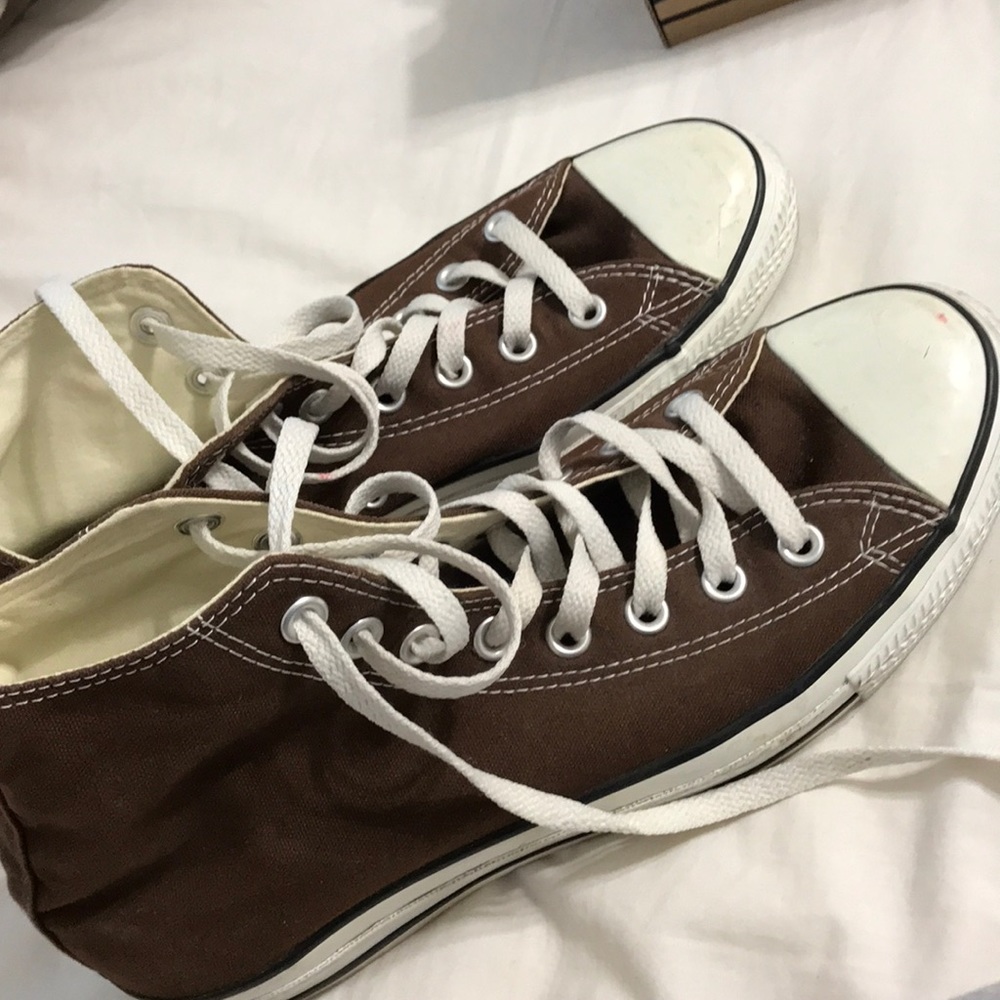 Brown high top converse